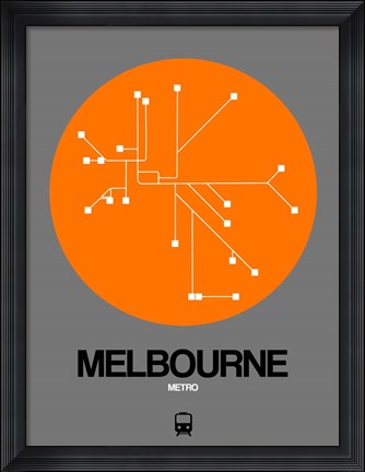 Framed Melbourne Orange Subway Map Print