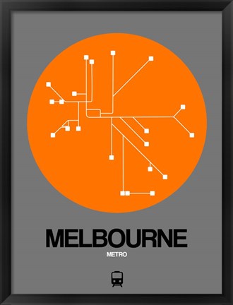 Framed Melbourne Orange Subway Map Print