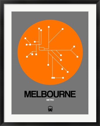 Framed Melbourne Orange Subway Map Print