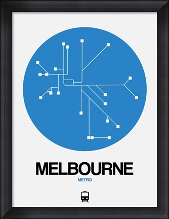 Framed Melbourne Blue Subway Map Print