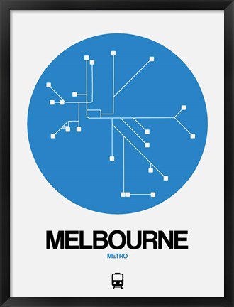 Framed Melbourne Blue Subway Map Print