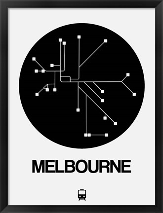 Framed Melbourne Black Subway Map Print