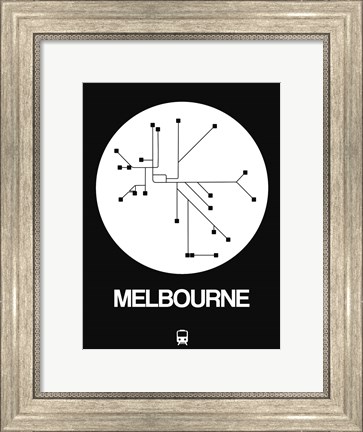 Framed Melbourne White Subway Map Print