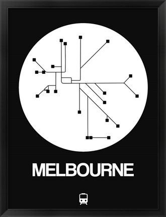 Framed Melbourne White Subway Map Print