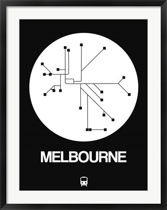 Framed Melbourne White Subway Map Print