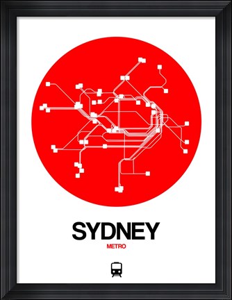 Framed Sydney Red Subway Map Print
