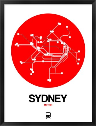 Framed Sydney Red Subway Map Print