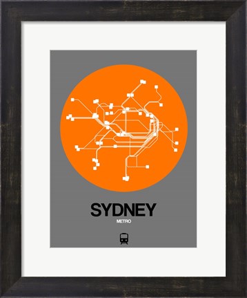 Framed Sydney Orange Subway Map Print