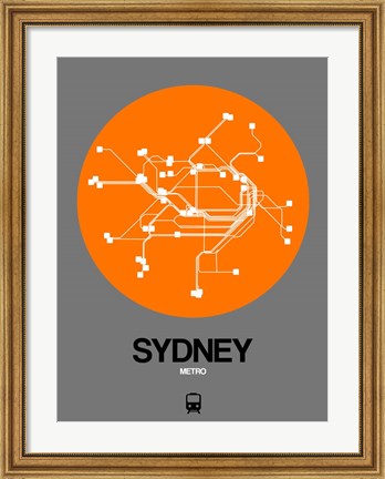 Framed Sydney Orange Subway Map Print