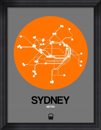 Framed Sydney Orange Subway Map Print