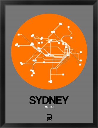 Framed Sydney Orange Subway Map Print