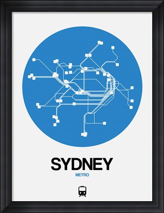Framed Sydney Blue Subway Map Print