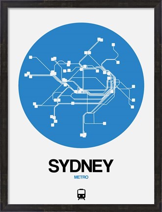 Framed Sydney Blue Subway Map Print