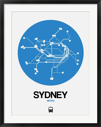 Framed Sydney Blue Subway Map Print