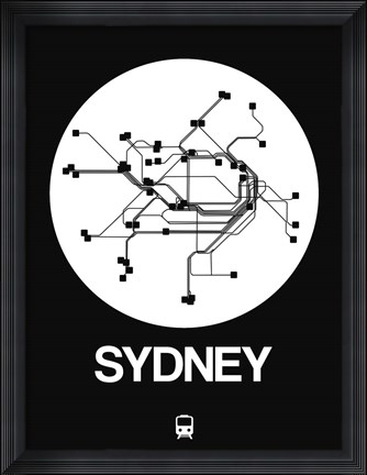 Framed Sydney White Subway Map Print