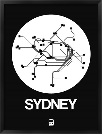 Framed Sydney White Subway Map Print