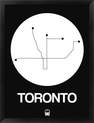 Framed Toronto White Subway Map Print