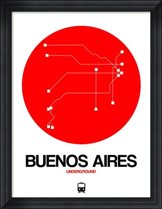 Framed Buenos Aires Red Subway Map Print