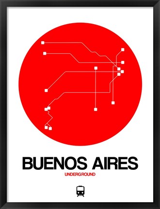 Framed Buenos Aires Red Subway Map Print