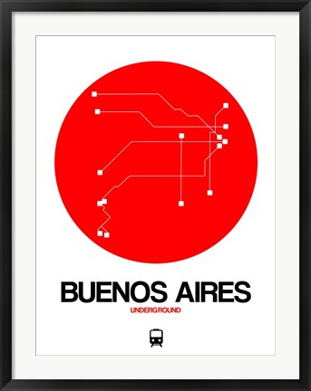 Framed Buenos Aires Red Subway Map Print