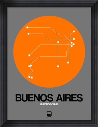 Framed Buenos Aires Orange Subway Map Print