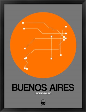 Framed Buenos Aires Orange Subway Map Print