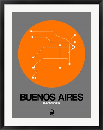 Framed Buenos Aires Orange Subway Map Print