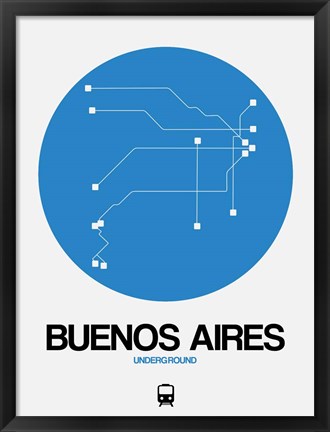 Framed Buenos Aires Blue Subway Map Print