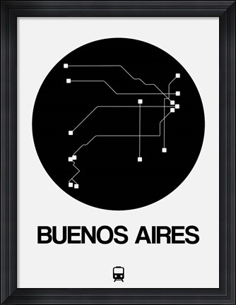 Framed Buenos Aires Black Subway Map Print