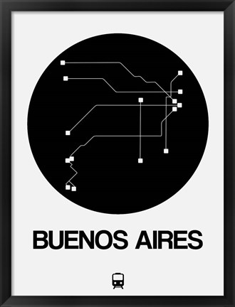 Framed Buenos Aires Black Subway Map Print