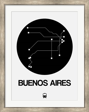 Framed Buenos Aires Black Subway Map Print