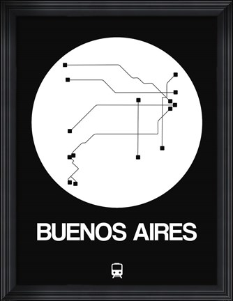 Framed Buenos Aires White Subway Map Print