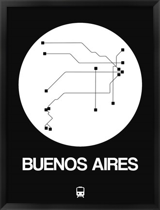 Framed Buenos Aires White Subway Map Print