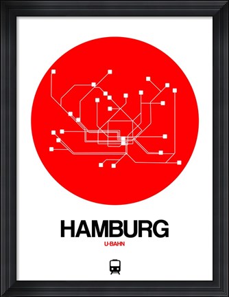 Framed Hamburg Red Subway Map Print