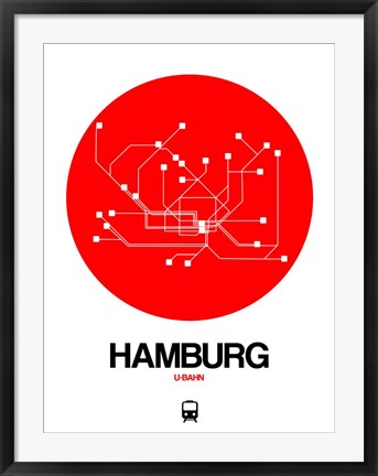 Framed Hamburg Red Subway Map Print