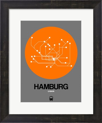Framed Hamburg Orange Subway Map Print