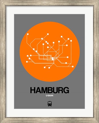 Framed Hamburg Orange Subway Map Print