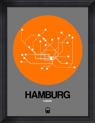 Framed Hamburg Orange Subway Map Print