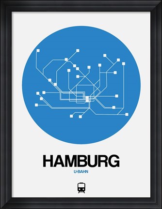 Framed Hamburg Blue Subway Map Print