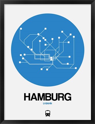 Framed Hamburg Blue Subway Map Print