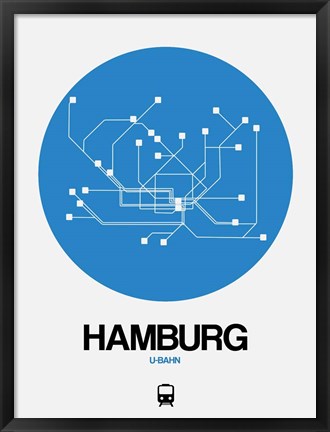 Framed Hamburg Blue Subway Map Print