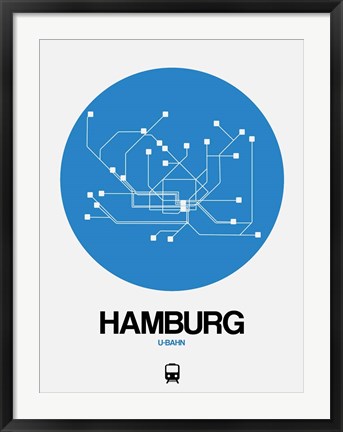 Framed Hamburg Blue Subway Map Print