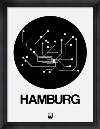 Framed Hamburg Black Subway Map Print