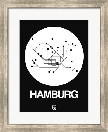 Framed Hamburg White Subway Map Print