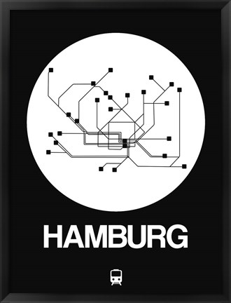 Framed Hamburg White Subway Map Print