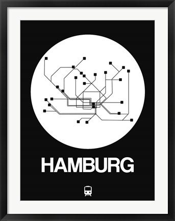 Framed Hamburg White Subway Map Print