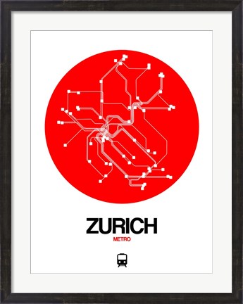 Framed Zurich Red Subway Map Print