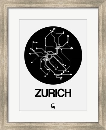 Framed Zurich Black Subway Map Print