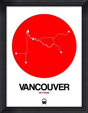 Framed Vancouver Red Subway Map Print