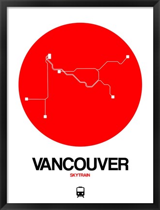 Framed Vancouver Red Subway Map Print